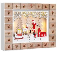 Adventskalender Naturholz 35x6x26,9cm rot
