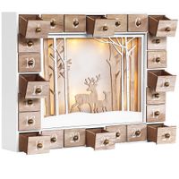 Adventskalender Naturholz 35x6x26,8cm weiß