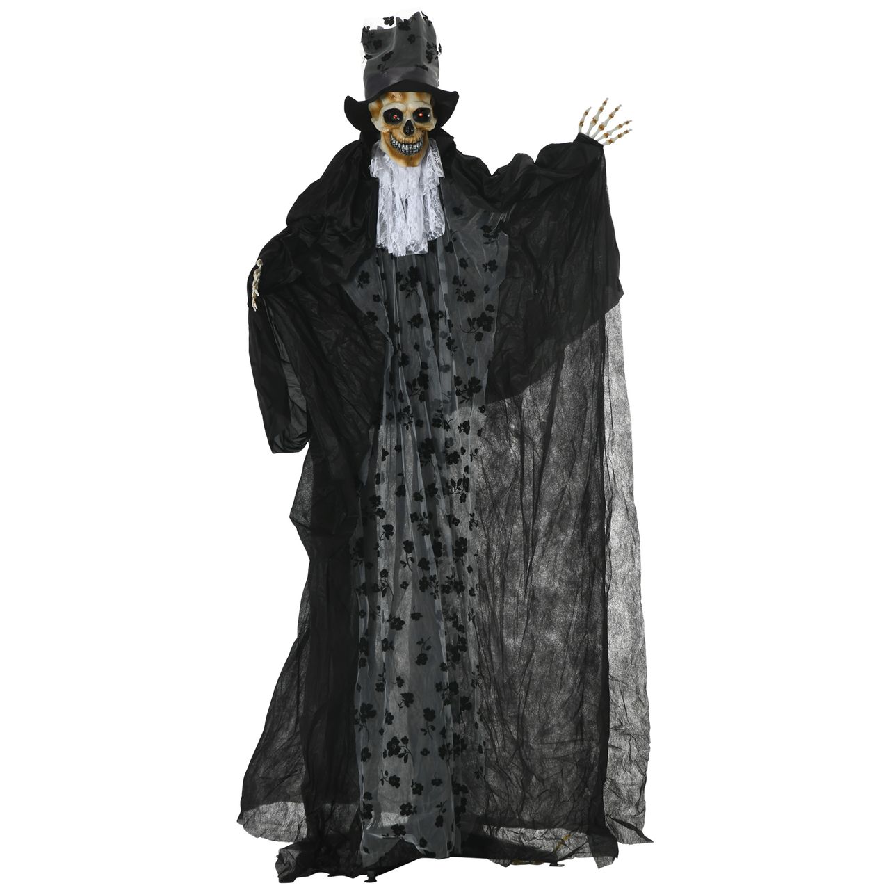 Outsunny 183cm Halloween-Dekoration Bewegliches Skelett-Bräutigam mit Blinkenden Augen und Soundfunktion