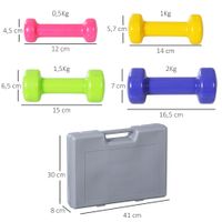 Hantelset Kurzhantel Set mit Koffer Tragbar 4 Hantelpaare 0,5 kg/1 kg/1,5 kg/2 kg für Zuhause und Fitnessstudio Eisen+Kunststoff 41 x 30 x 8 cm