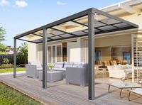 Terrassenüberdachung Veranda Slide-roof aus Aluminium, ca. 3 x 3 m - Anthrazit