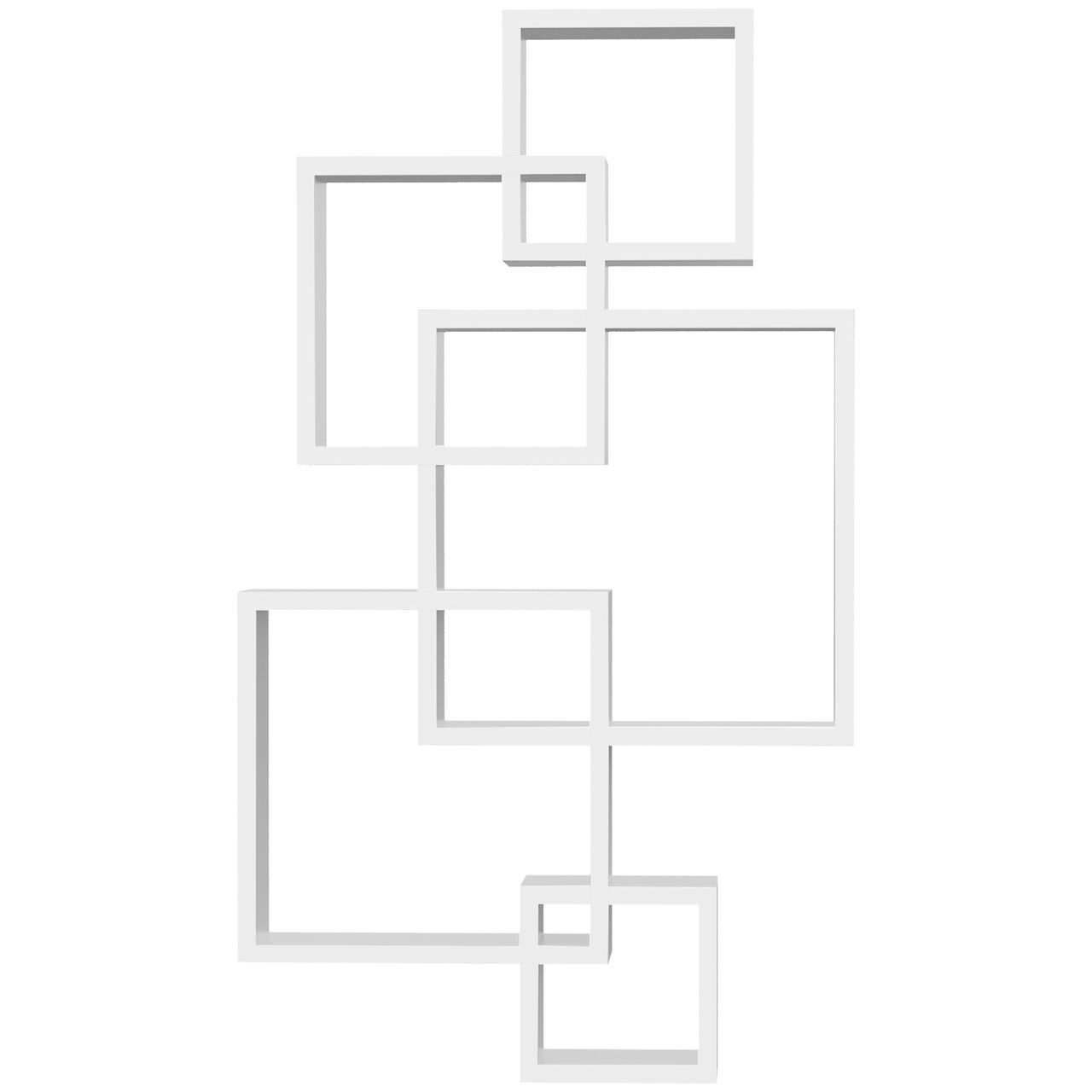 HOMCOM Wandregal mit 5 ineinandergreifenden Würfel, Wanddeko Tannenholz Weiß 49,5 x 10,2 x 86 cm