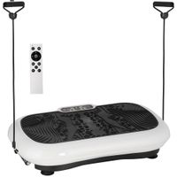 Vibrationsplatte mit 2 Fitnessbändern, 99 Stufen, 120 kg, LCD, 200 W, Weiß/Schwarz