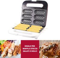 Beper P101CUD100 Waffeleisen für Waffel am Spiess in rot antihaftbeschichtet für 6 Waffeln