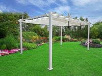 Pavillon "Pergola" aus Aluminium,, ca. 350 x 350 x 236 cm – Grau/Weiß
