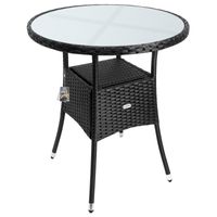 Casaria Polyrattan-Tisch Schwarz rund Ø60cm