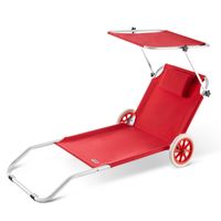 Casaria Sonnenliege Kreta Rot Alu mit Rollen