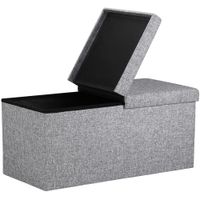 Casaria Faltbare Sitztruhe mit klappbarem Deckel hellgrau - 80x40x40cm