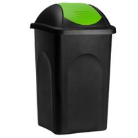 Deuba Mülleimer Schwarz/Grün Kunststoff 60L