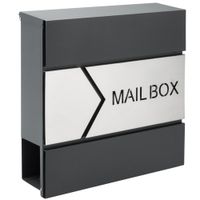 monzana Briefkasten Design anthrazit Edelstahl Zeitungsfach 37x11x36,5 cm