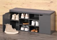 Schuhschrank mit Sitzkissen & 2 Türen, ca. 103 x 48 x 30,5 cm - Grau