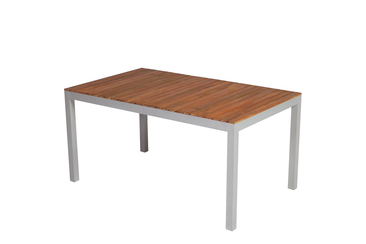 Gartentisch Naxos Aluminium Akazie silber natur 150 cm x 90 cm x 74 cm