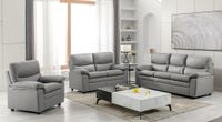 3tlg. Sofa-Set mit hoher Rückenlehne, ca. 202 x 82 x 92 cm - Grau