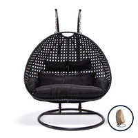 Polyrattan Hängesessel TWIN - Schwarz mit Regenabdeckung