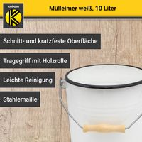 Emaillierter Mülleimer mit Deckel, 10 Liter