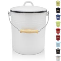 Emaillierter Mülleimer mit Deckel, 10 Liter