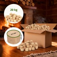 Holzbriketts 100% Gepresste Rundholzbriketts 20kg im Karton Brikett Hohe Brennwert Raucharm