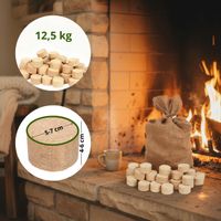 Holzbriketts 100% Gepresste Rundholzbriketts 12,5kg im Jutesack Brikett Hohe Brennwert Raucharm