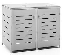 2er Mülltonnenbox aus Edelstahl, ca. 138 x 115 x 77,5 cm - Silber