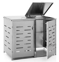 2er Mülltonnenbox aus Edelstahl, ca. 138 x 115 x 77,5 cm - Silber