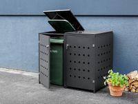2er Mülltonnenbox Raute aus Edelstahl, ca. 138 x 115 x 77,5 cm - Anthrazit