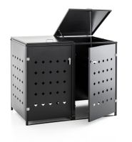 2er Mülltonnenbox Raute aus Edelstahl, ca. 138 x 115 x 77,5 cm - Anthrazit