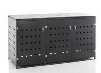 3er Mülltonnenbox Raute aus Edelstahl, ca. 207 x 77,5 x 115 cm - Anthrazit