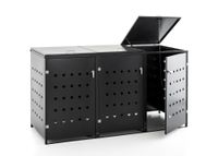 3er Mülltonnenbox Raute aus Edelstahl, ca. 207 x 77,5 x 115 cm - Anthrazit