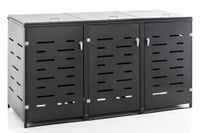 3er Mülltonnenbox aus Edelstahl, ca. 207 x 77,5 x 115 cm - Anthrazit