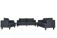 3tlg. Sofa-Set mit hochwertigem Polster und stabilem Gestell - Dunkelgrau