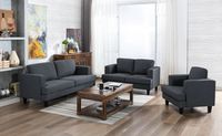 3tlg. Sofa-Set mit hochwertigem Polster und stabilem Gestell - Dunkelgrau