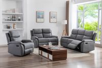 3tlg. Relaxsofa-Set mit 5 Relaxfunktionen - Dunkelgrau