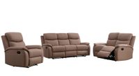 3tlg. Polstergarnitur mit 5 Relaxfunktionen - Braun