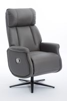 Relaxsessel mit Liegefunktion Lederoptik & schwarze Füße, ca. 75 x 83 x 115 cm - Dunkelgrau