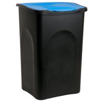 Deuba Mülleimer Schwarz/Blau Kunststoff 50L