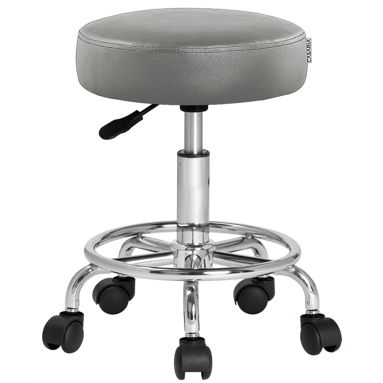 Casaria Rollhocker Kunstleder Grau 360° drehbar Fußablage