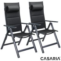 Casaria Gartenstuhl Bern Premium 2er-Set Anthrazit gepolstert