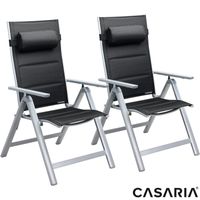 Casaria Gartenstuhl Bern Premium 2er-Set Silber gepolstert