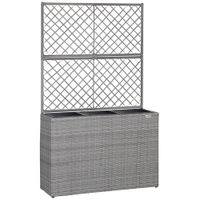 Casaria Polyrattan Blumenkasten mit Rankgitter Grau