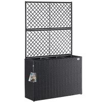 Casaria Polyrattan Blumenkasten mit Rankgitter Schwarz