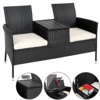 Casaria Polyrattan Kino Bank Schwarz 143x64x88cm