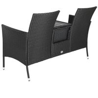 Casaria Polyrattan Kino Bank Schwarz 143x64x88cm