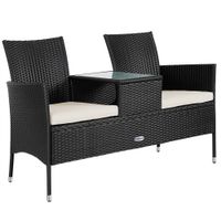 Casaria Polyrattan Kino Bank Schwarz 143x55x88cm