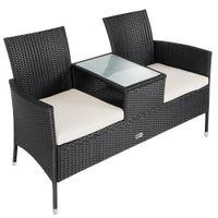 Casaria Polyrattan Kino Bank Schwarz 143x55x88cm