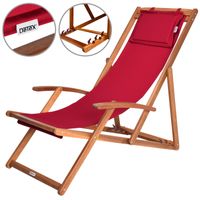 Casaria Sonnenliege Rot Akazienholz