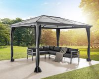 Gartenpavillon aus pulverbeschichtetem Aluminium, ca. 300 x 300 x 265 cm - Anthrazit