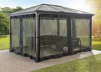 Gartenpavillon aus pulverbeschichtetem Aluminium, ca. 300 x 300 x 265 cm - Anthrazit