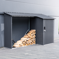 2in1 Brennholzlager mit Schrank aus verzinktem Stahl, ca. 270 x 105 x 158 cm - Schwarz