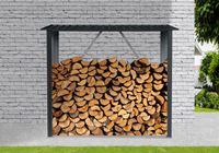 Brennholzunterstand aus Stahl, ca.217x  89 x 154 cm (ca. 2 qm) - Schwarz