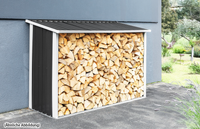Brennholzunterstand aus Stahl, ca. 89 x 217 x 154 cm (ca. 2 qm) - Schwarz